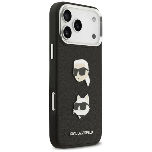 iPhone 17 Pro Max Karl Lagerfeld FW Grained Karl & Choupette Fejek és Logó Fekete tok - 4