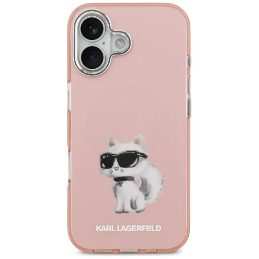 iPhone 17 Karl Lagerfeld IML Aquarelle Choupette & Logo MagSafe rózsaszín tok - 3