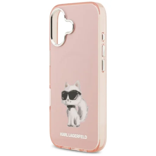 iPhone 17 Karl Lagerfeld IML Aquarelle Choupette & Logo MagSafe rózsaszín tok - 6
