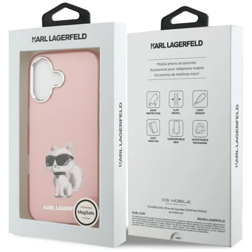 iPhone 17 Karl Lagerfeld IML Aquarelle Choupette & Logo MagSafe rózsaszín tok - 8