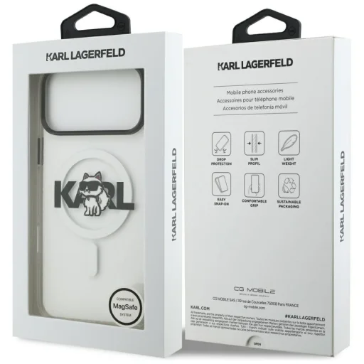 iPhone 17 Pro Karl Lagerfeld IML Choupette Sketch Logo MagSafe tok átlátszó - 8