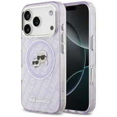 iPhone 17 Pro Karl Lagerfeld IML Csillogós Karl & Choupette Fejek Logó MagSafe tok Lila