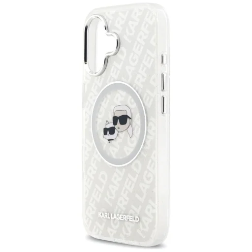 iPhone 17 Karl Lagerfeld IML Glitter Karl & Choupette Heads Logo MagSafe szürke tok - 6