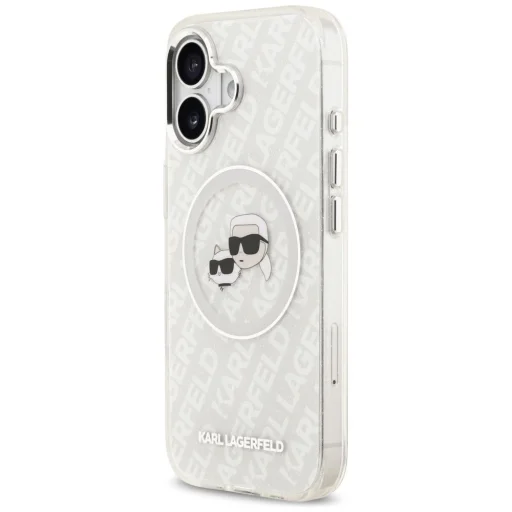 iPhone 17 Karl Lagerfeld IML Glitter Karl & Choupette Heads Logo MagSafe szürke tok - 2