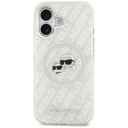 iPhone 17 Karl Lagerfeld IML Glitter Karl & Choupette Heads Logo MagSafe szürke tok - 3
