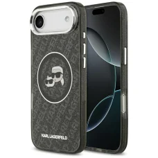 iPhone 17 Air Karl Lagerfeld IML Glitter Karl & Choupette Heads Logo MagSafe čierne puzdro