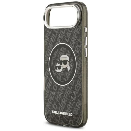 iPhone 17 Air Karl Lagerfeld IML Glitter Karl & Choupette Heads Logo MagSafe čierne puzdro - 6