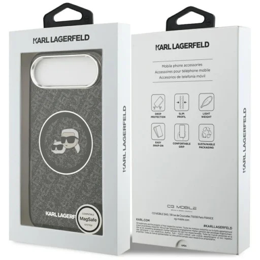 iPhone 17 Air Karl Lagerfeld IML Glitter Karl & Choupette Heads Logo MagSafe čierne puzdro - 8
