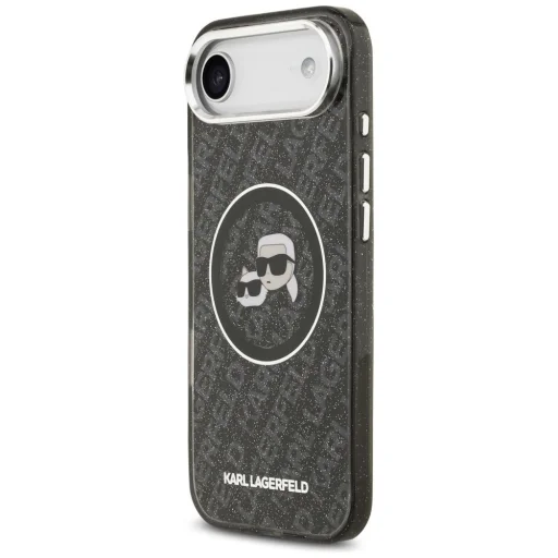 iPhone 17 Air Karl Lagerfeld IML Glitter Karl & Choupette Heads Logo MagSafe čierne puzdro - 2