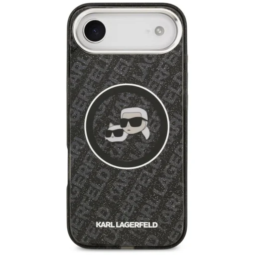 iPhone 17 Air Karl Lagerfeld IML Glitter Karl & Choupette Heads Logo MagSafe čierne puzdro - 3