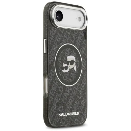 iPhone 17 Air Karl Lagerfeld IML Glitter Karl & Choupette Heads Logo MagSafe čierne puzdro - 4