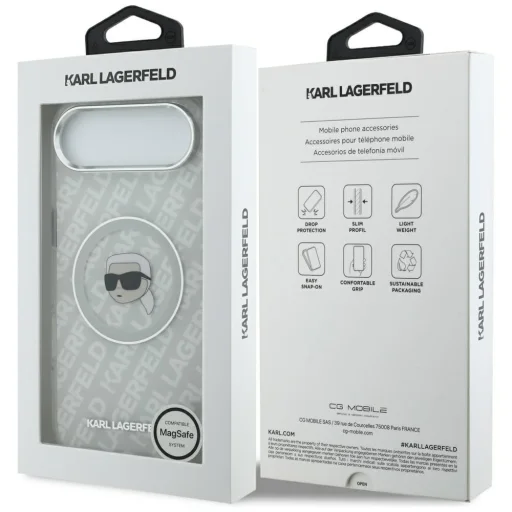 iPhone 17 Air Karl Lagerfeld IML Karl Head Logo MagSafe tok Szürke - 8