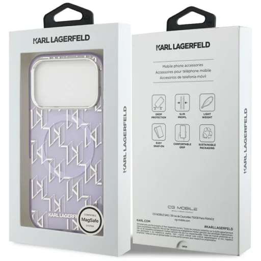 iPhone 17 Pro Karl Lagerfeld IML KL Monogram MagSafe tok Lila - 8