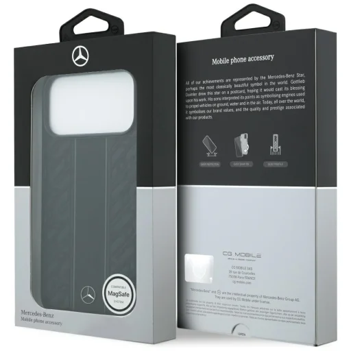 iPhone 17 Pro Max Mercedes bőr babérlevél csíkozás Magsafe tok fekete - 8
