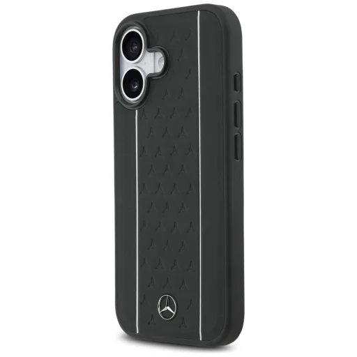 iPhone 17 Mercedes bőr csillag minta csíkok MagSafe tok fekete tok - 2