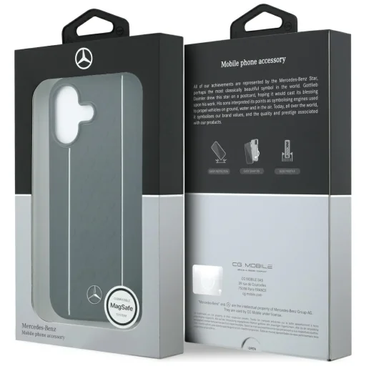 iPhone 17 Mercedes bőr csillag minta csíkok MagSafe tok fekete tok - 8