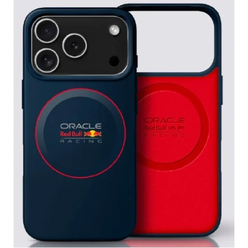 iPhone 17 Pro Max Red Bull Szilikon Piros Gyűrűs MagSafe Tok Sötétkék - 1