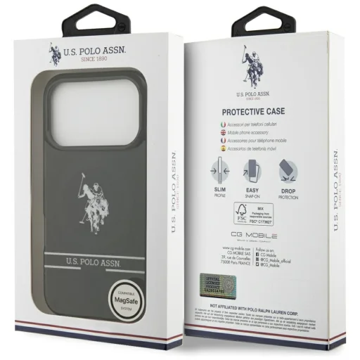 iPhone 17 Pro US Polo DH és Alsó Csíkos Logós MagSafe tok Fekete tok - 8