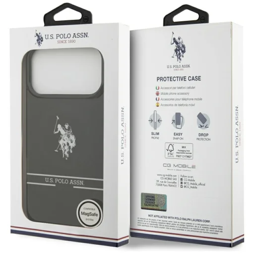 iPhone 17 Pro Max US Polo DH és Alsó Csíkos Logó MagSafe tok Fekete tok - 8