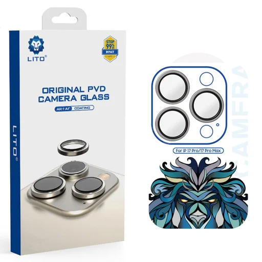 iPhone 17 Pro / iPhone 17 Pro Max Szürke Lito Titanium AR Kameravédő Üveg üvegfólia - 1