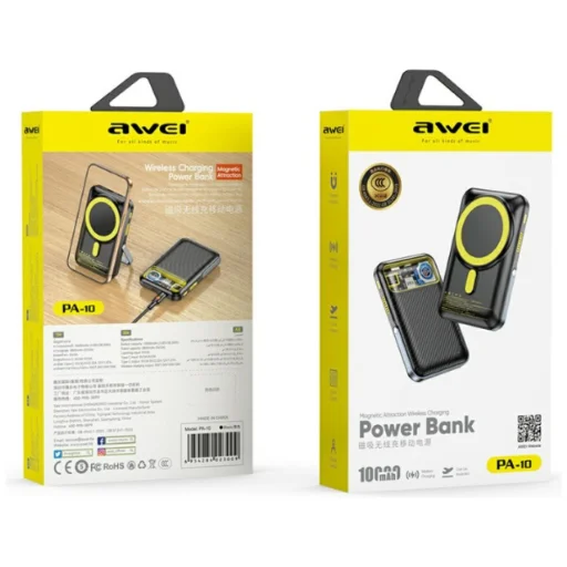 Awei PA-10 indukciós powerbank 10000mAh MagSafe fekete - 2