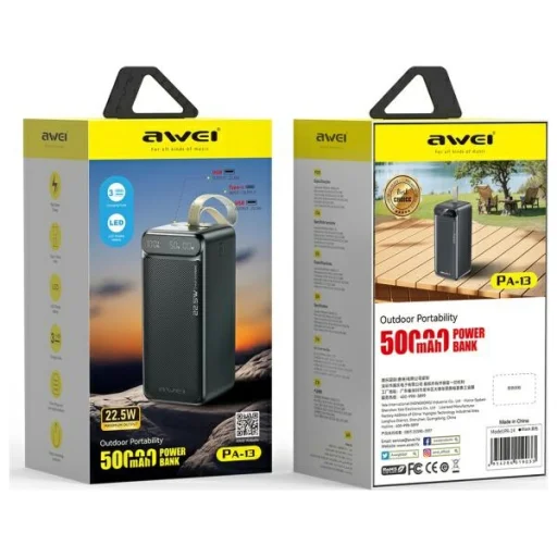 AWEI PowerBank PA-13 50000mAh 22.5W fekete - 2