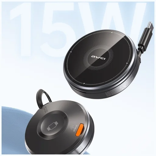 AWEI W27 3 az 1-ben indukciós töltő 15W USB-C kábellel Gyors töltés fekete - 3