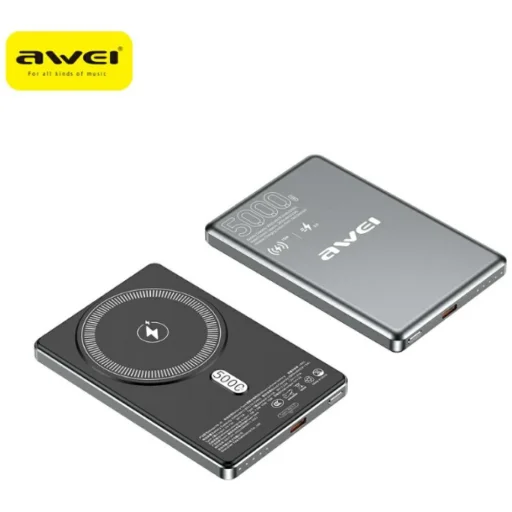 Awei PA-30 5000mAh MagSafe vezeték nélküli szürke powerbank - 1