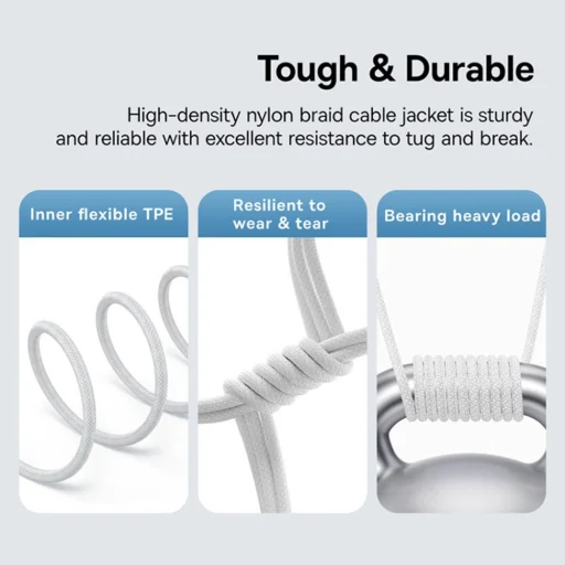 Data Cable Gem, Type-C to Type-C, Super Fast Charging 100W, 1m Moon White Baseus - 3
