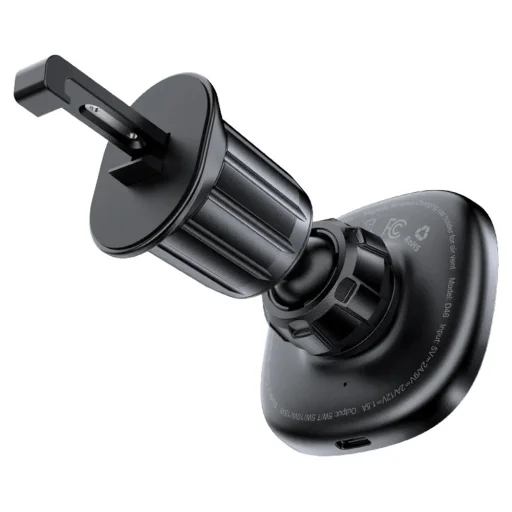 Autós tartó vezeték nélküli töltéssel (D46) Acefast - légbeömlőhöz, mágneses tartás, csúszásmentes, 15W, 4.7 - 6.9" telefonokhoz - Fekete - 2