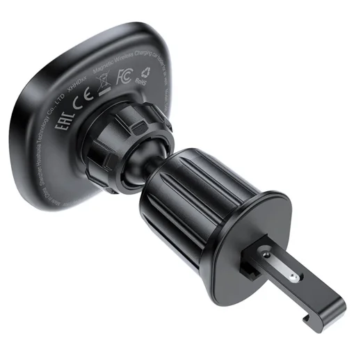 Autós tartó vezeték nélküli töltéssel (D46) Acefast - légbeömlőhöz, mágneses tartás, csúszásmentes, 15W, 4.7 - 6.9" telefonokhoz - Fekete - 3