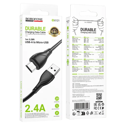 Borofone Cable BX121 Energy - USB - Micro USB kábel - 2,4A 1 méter fekete - 5