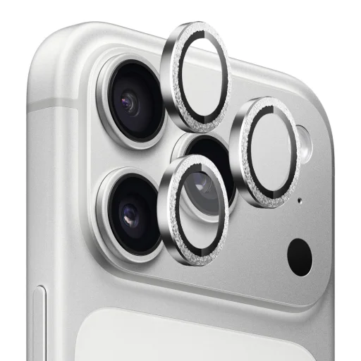 iPhone 17 Pro / iPhone 17 Pro Max Ezüst Gyémánt Blueo - Original Metal Frame Lencse Üveg üvegfólia - 1
