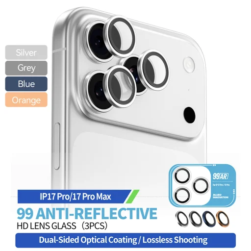 iPhone 17 Pro / iPhone 17 Pro Max Sötétkék Blueo - 99 tükröződésmentes lencsevédő üveg üvegfólia - 3