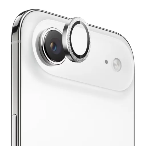 iPhone 17 Air Ezüst Gyémánt Blueo - Original Fémkeretes Lencseüveg üvegfólia - 1