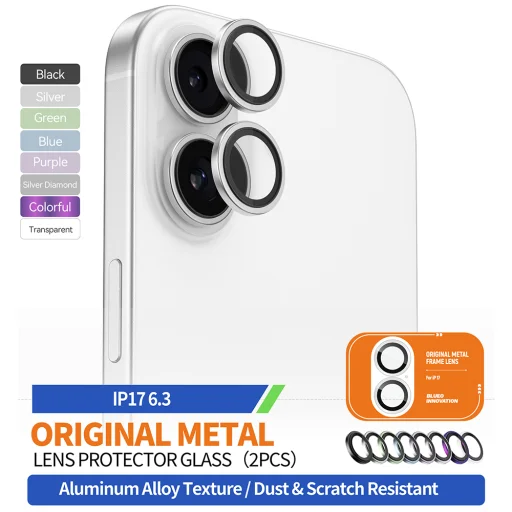 iPhone 17 Ezüst Blueo Original Metal Frame Lencse Üveg üvegfólia - 3