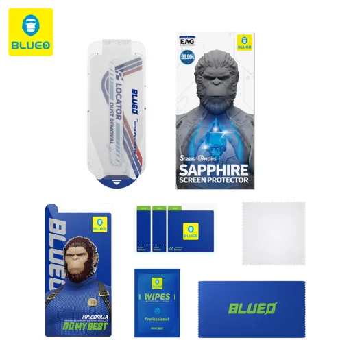 iPhone 16 Pro Max / iPhone 17 Pro Max Fekete Blueo Sapphire Privacy Képernyővédő Alkalmazási Segédeszközzel üvegfólia - 7