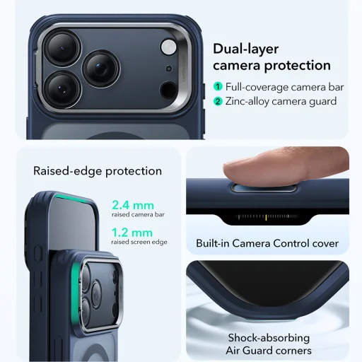 iPhone 17 Pro Frosted Blue ESR Classic Hybrid HaloLock Kickstand tok - 7