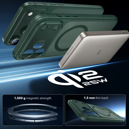 iPhone 17 Pro ESR Classic Hybrid HaloLock - Matt Zöld tok - 2