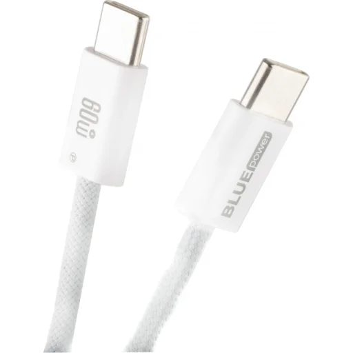 USB-C to USB-C Kábel Blue Power NB-Q273, 60W, 3A, 1m, Fehér - 1