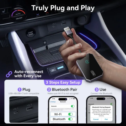 Wireless Carplay Adapter XO DESIGN CZ016, Fekete - 6