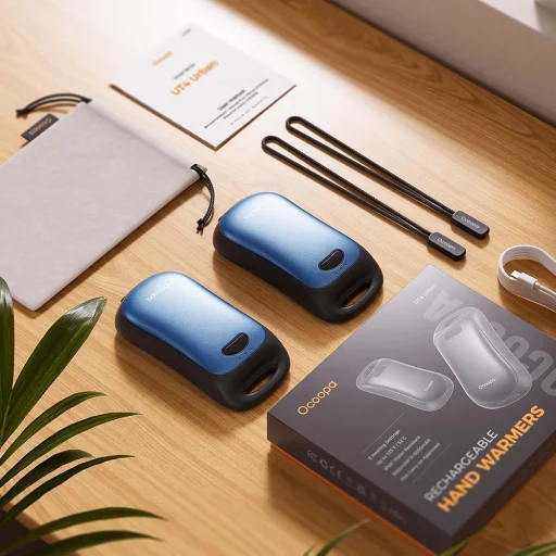  Ocoopa Kézmelegítő UT4 Urban (UT3061-LIGHT) - USB-C, IP45, Állítható hőmérséklet, Mágneses, Pánttal, 2x 3000mAh - Világoskék - 4