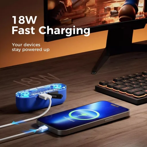  Ocoopa Kézmelegítő UT2s GamerPro (UT4103-RD) Power Bankkal, mágneses kialakítással, 7 LED világítással, Type-C csatlakozóval, 18W teljesítménnyel, 2x5000mAh kapacitással - Piros - 4