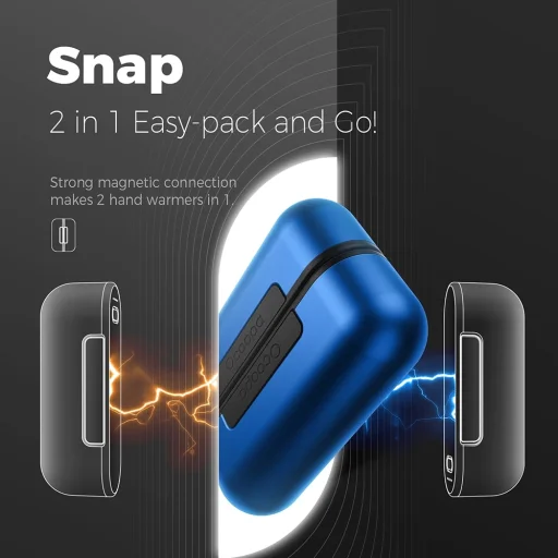  Ocoopa Kézmelegítő UT2s (UT2S-BU) - Type-C, Power Bankkal, Elektromos, Mágneses Kialakítású, MagTwins, 2x 5000mAh - Kék - 4