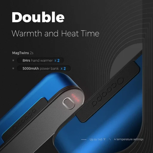  Ocoopa Kézmelegítő UT2s (UT2S-BU) - Type-C, Power Bankkal, Elektromos, Mágneses Kialakítású, MagTwins, 2x 5000mAh - Kék - 5