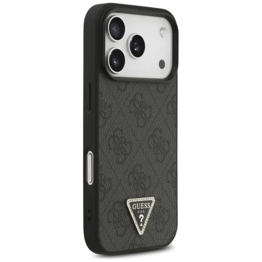 iPhone 17 Pro Guess - Bőr 4G Háromszög Strassz MagSafe (GUHMP17LP4TDPLK) - Fekete tok - 4