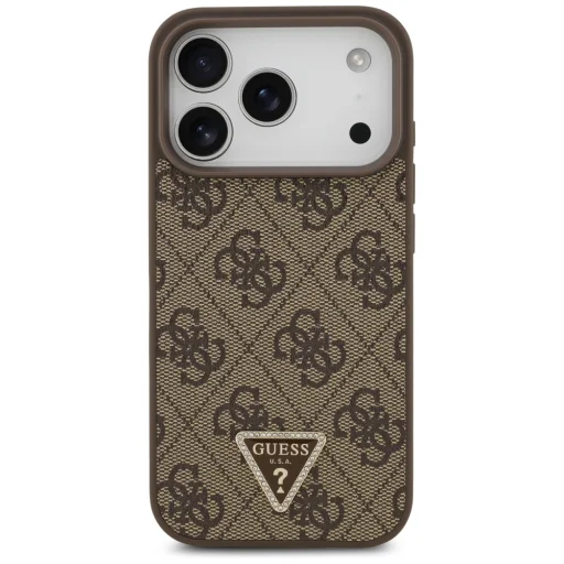  iPhone 17 Pro Guess Leather 4G Triangle Strass MagSafe (GUHMP17LP4TDPLW) - Barna tok - 2