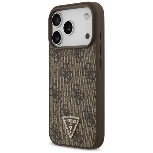  iPhone 17 Pro Guess Leather 4G Triangle Strass MagSafe (GUHMP17LP4TDPLW) - Barna tok - 5