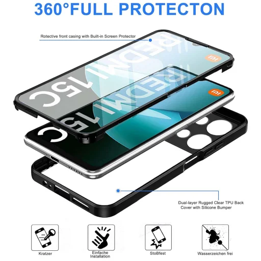 Xiaomi Redmi 15C 4G / Redmi 15C 5G Kék Techsuit - ColorVerse 360 Series + képernyővédő tok - 4