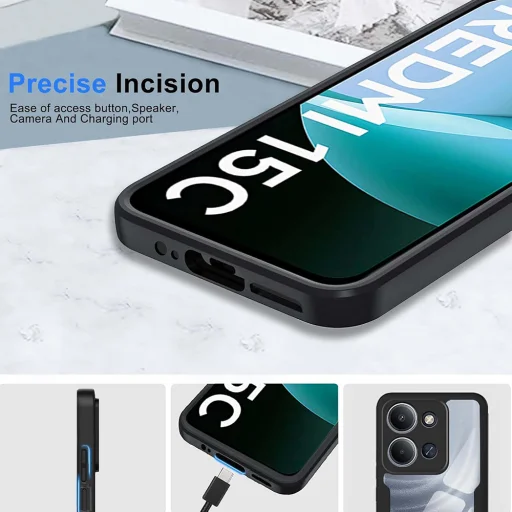 Xiaomi Redmi 15C 4G / Redmi 15C 5G Kék Techsuit - ColorVerse 360 Series + képernyővédő tok - 3